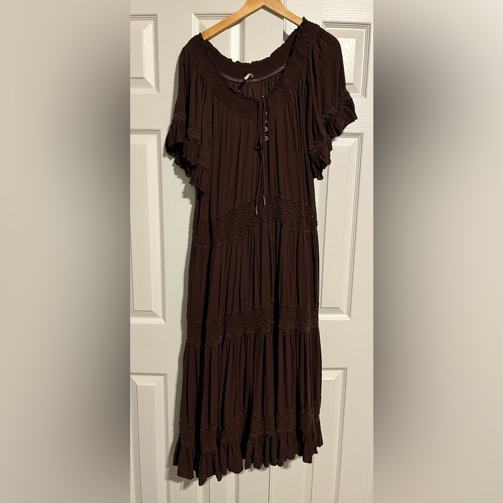 Free People Chocolate Brown Maxi Boho Dress